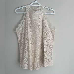Berryou Cream Floral Lace Tank